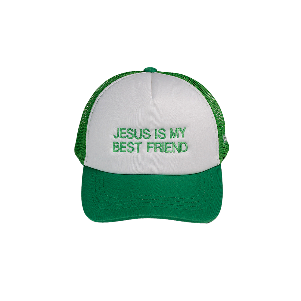 TRUCKER JESUS IS MY BEST FRIEND GREEN CAP