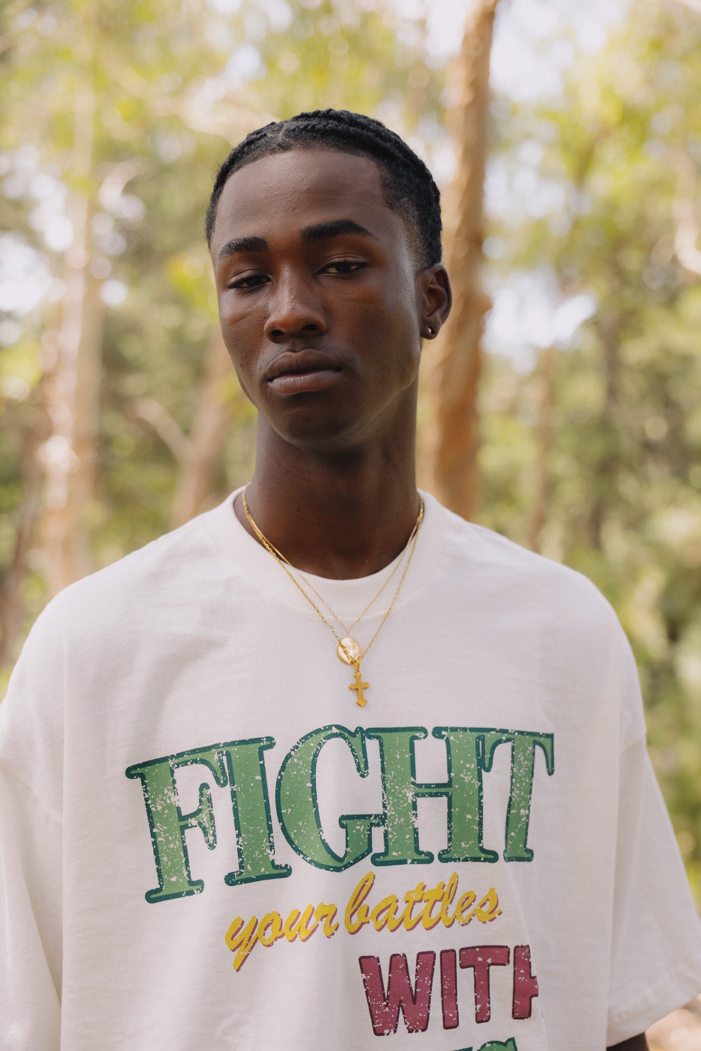 OFF WHITE FIGHT WITH JESUS T-SHIRT