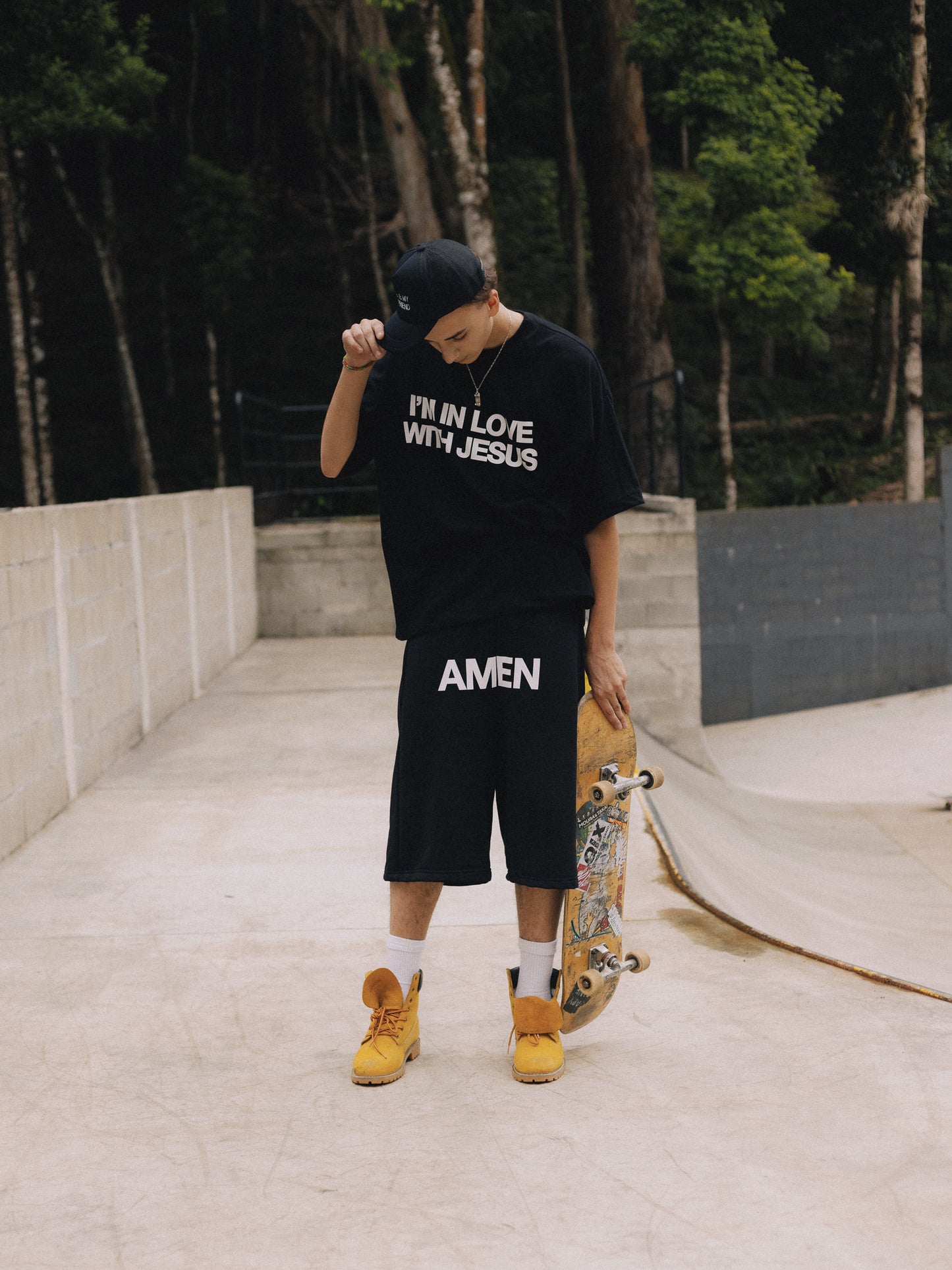BLACK AMEN SWEATSHIRT JORTS