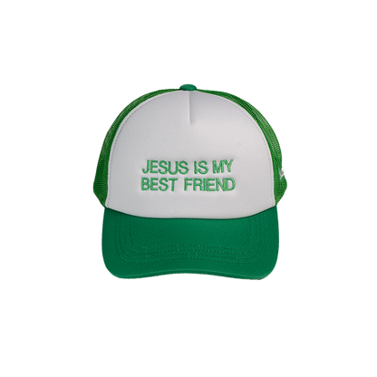 BONÉ TRUCKER JESUS IS MY BEST FRIEND VERDE