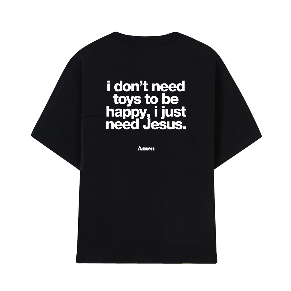 CAMISETA I JUST NEED JESUS PRETA KIDS