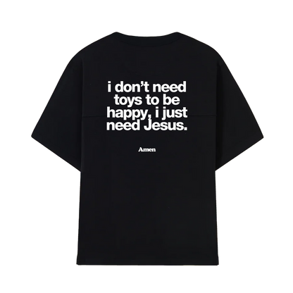 CAMISETA I JUST NEED JESUS PRETA KIDS