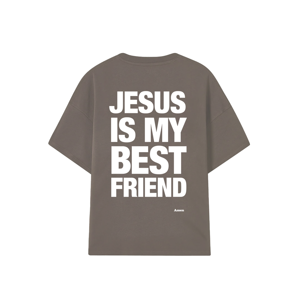 CAMISETA MARROM JESUS IS MY BEST FRIEND