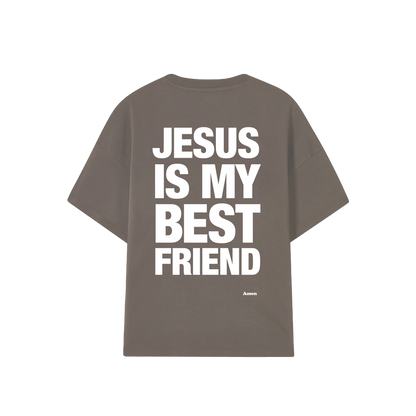 CAMISETA MARROM JESUS IS MY BEST FRIEND