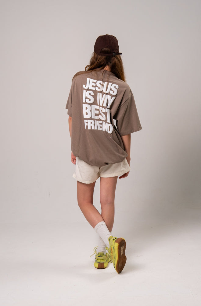 CAMISETA MARROM JESUS IS MY BEST FRIEND