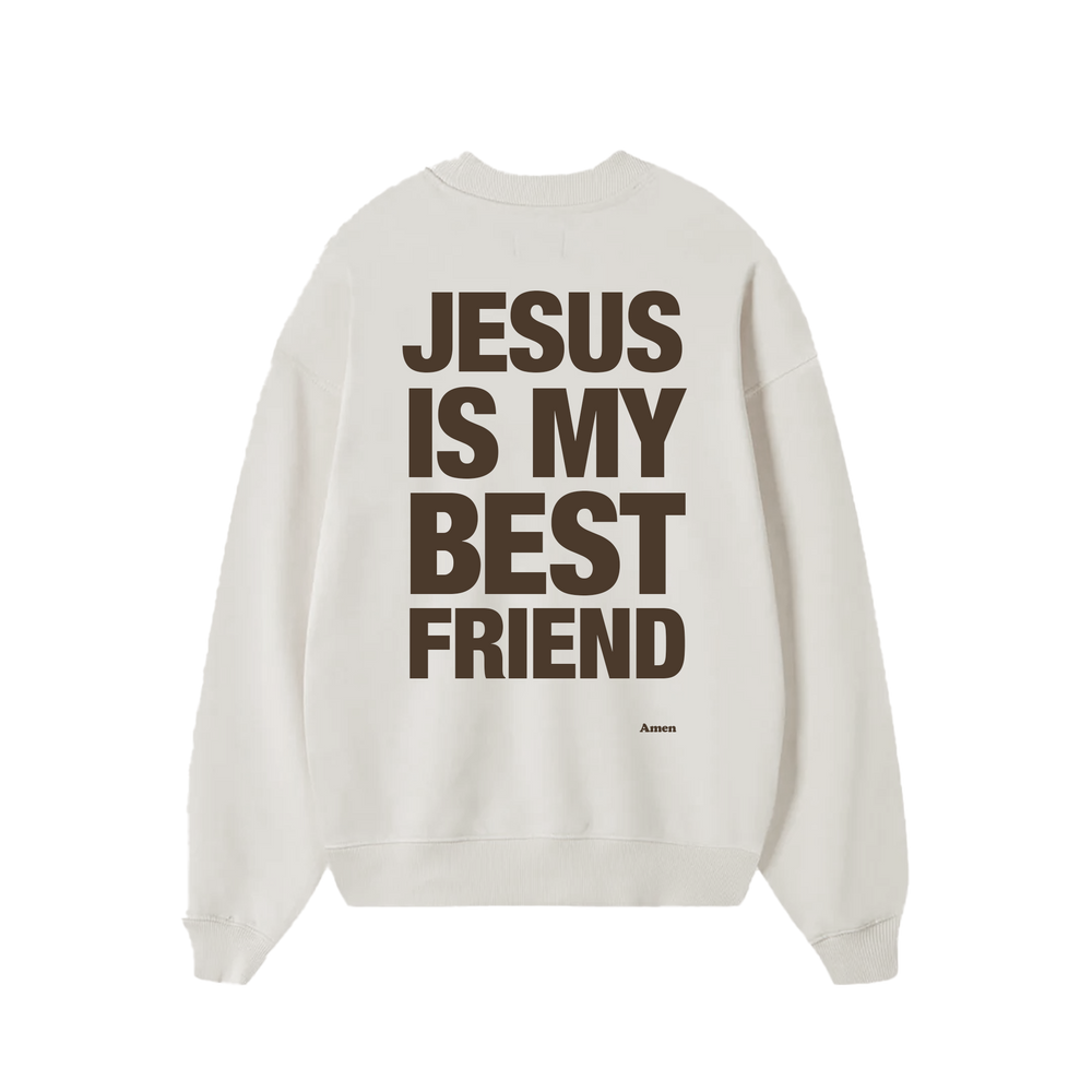 SWEATSHIRT JESUS IS MY BEST FRIEND OFF WHITE