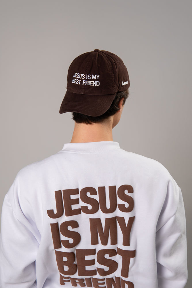 BONÉ DAD HAT JESUS IS MY BEST FRIEND MARROM