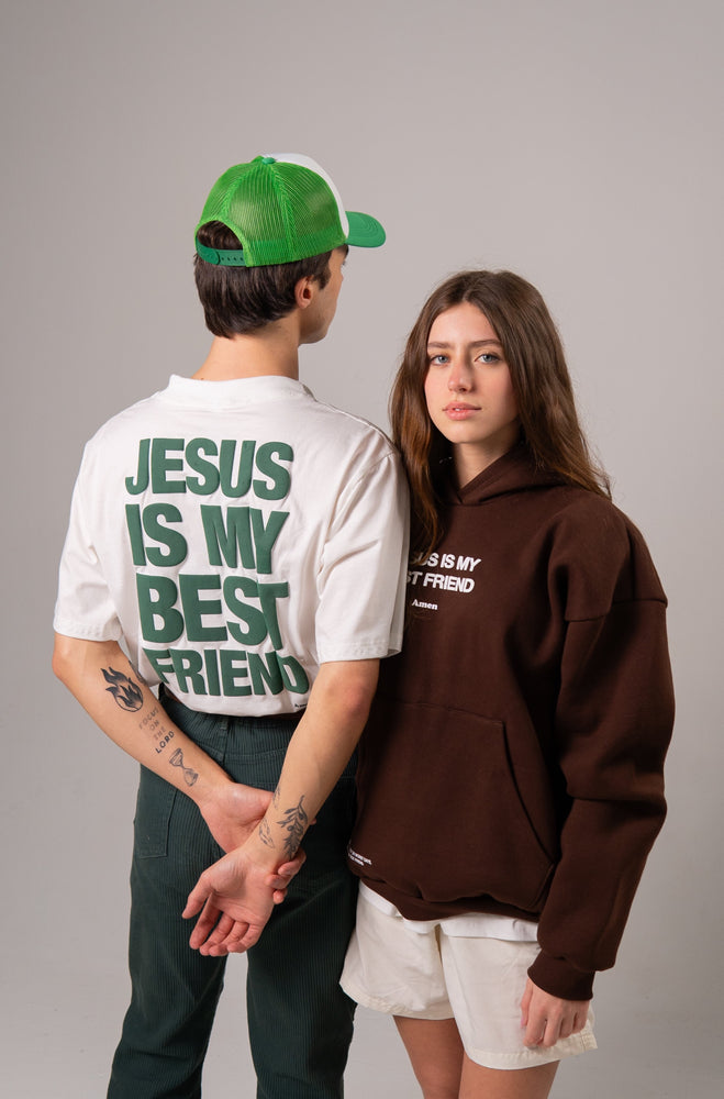 MOLETOM JESUS IS MY BEST FRIEND MARROM