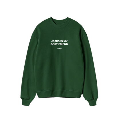 SWEATSHIRT JESUS IS MY BEST FRIEND VERDE