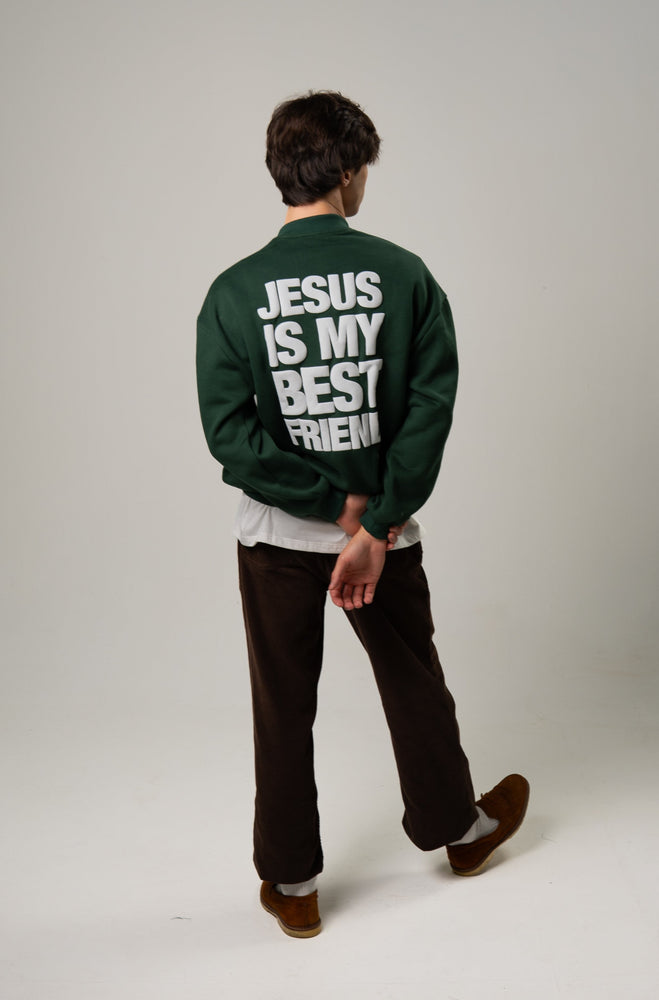 SWEATSHIRT JESUS IS MY BEST FRIEND VERDE