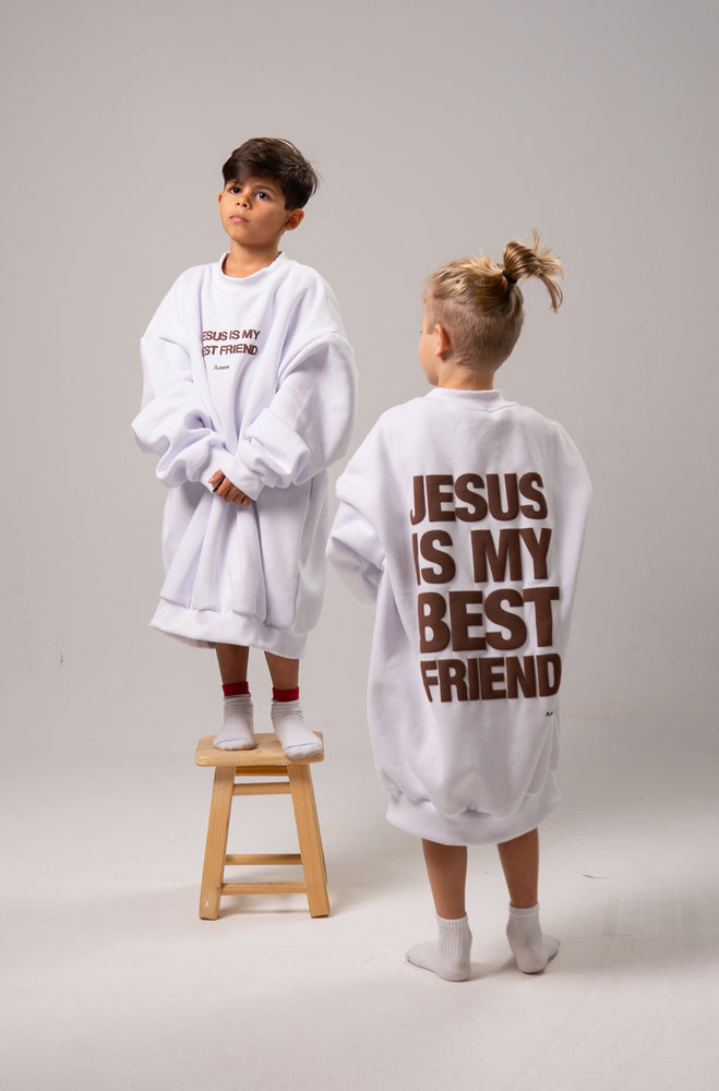 SWEATSHIRT JESUS IS MY BEST FRIEND OFF WHITE