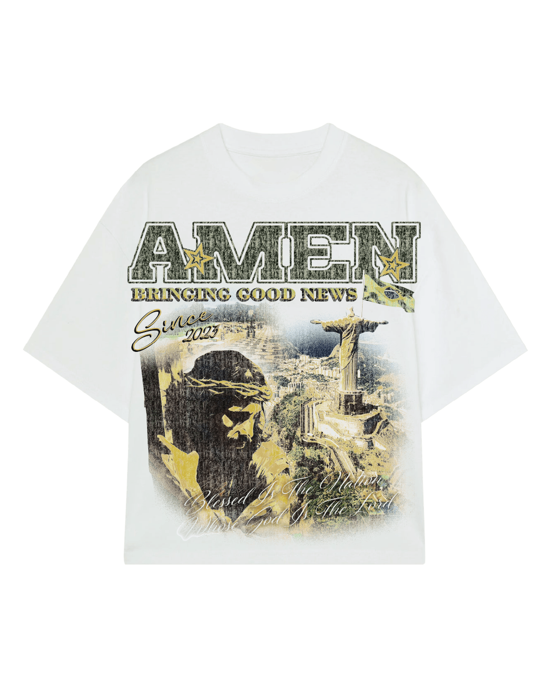 PSALMS 23:4 HEAVY BONE WHITE T-SHIRT