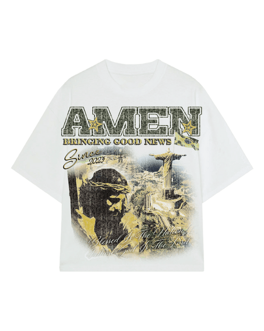 CAMISETA BLESSED IS THE NATION OFF WHITE
