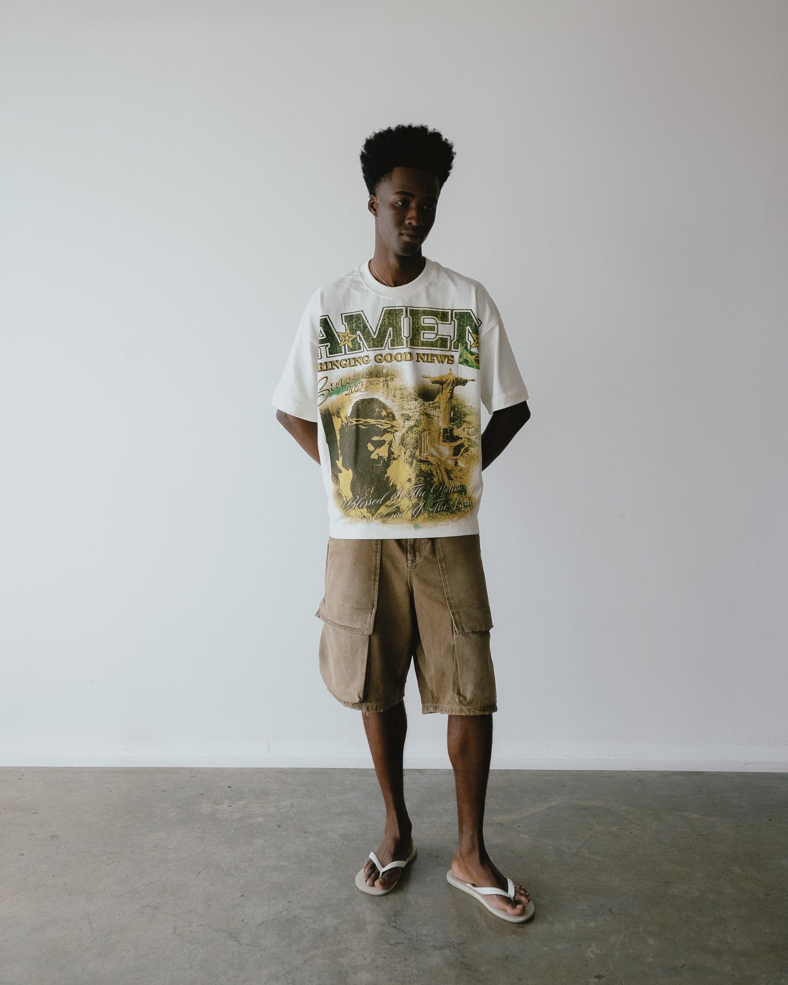 CAMISETA BLESSED IS THE NATION OFF WHITE