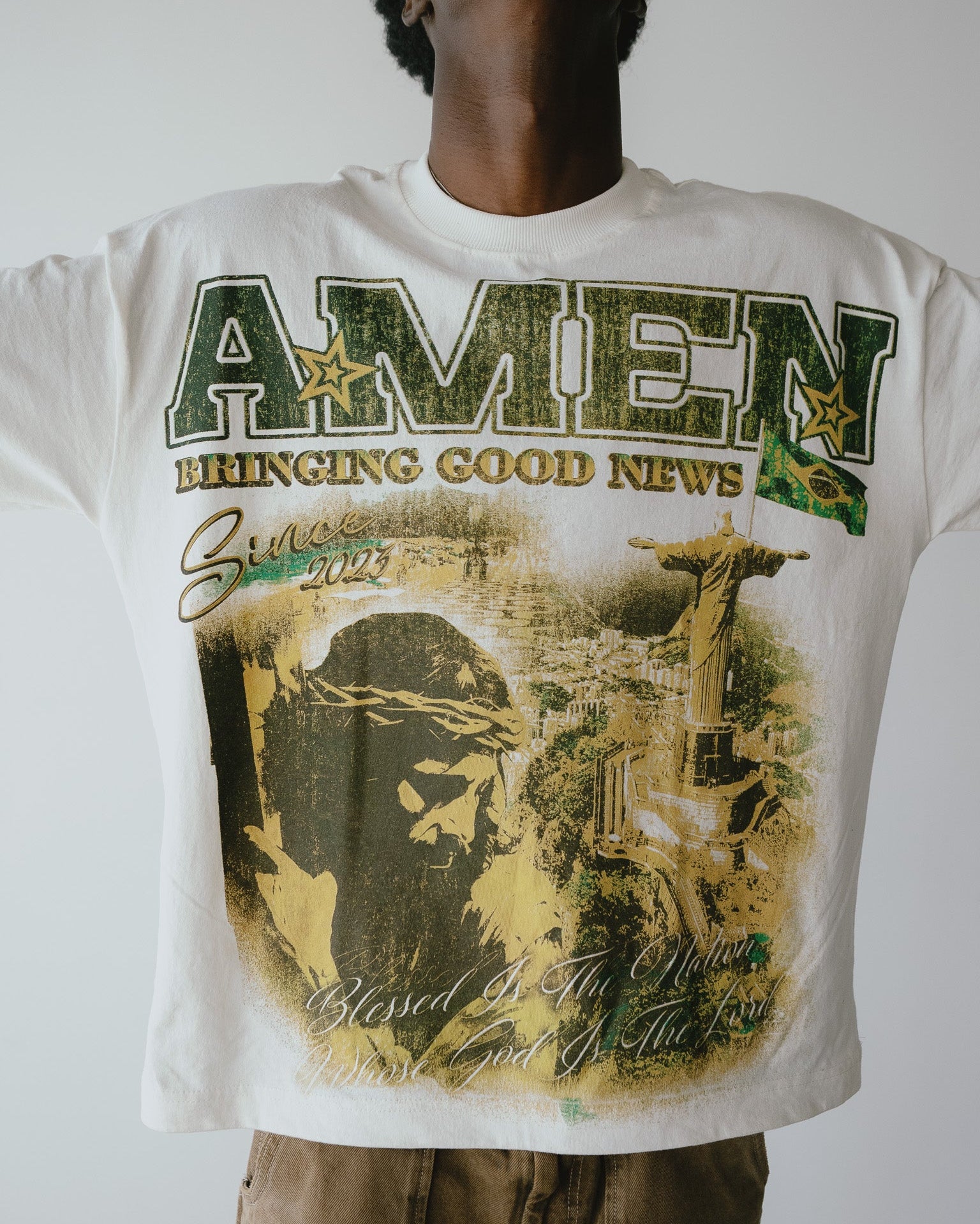 CAMISETA BLESSED IS THE NATION OFF WHITE