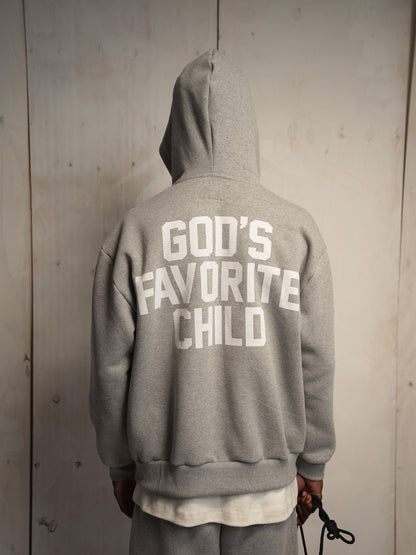MOLETOM GOD'S FAVORITE CHILD ZIP UP CINZA