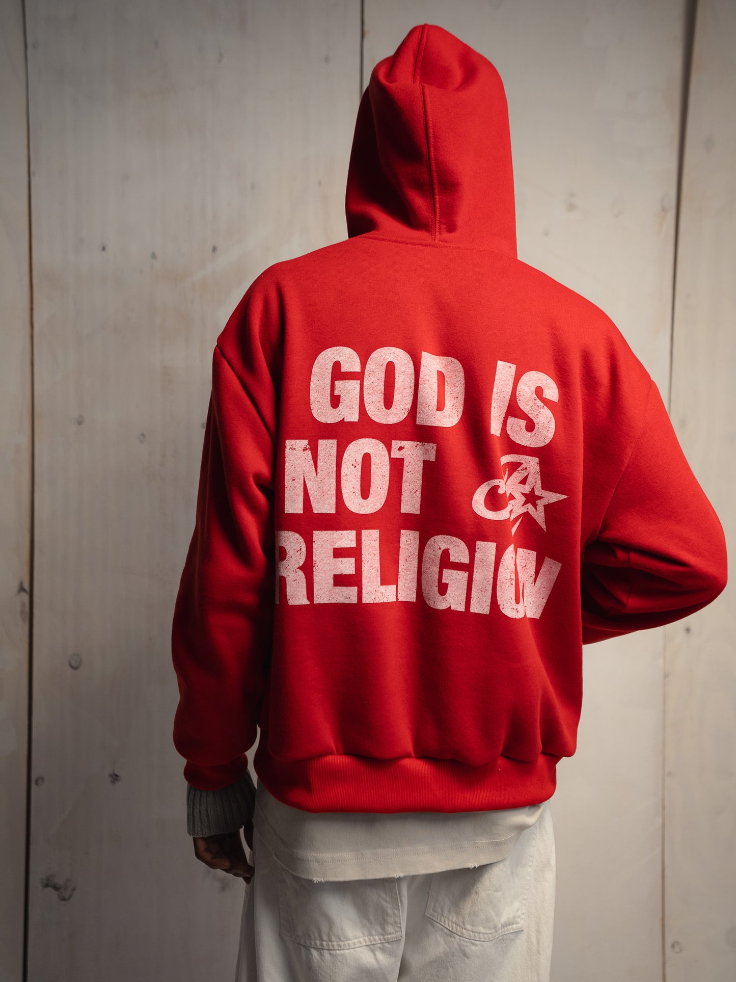 [PRÉ-VENDA] MOLETOM GOD IS NOT A RELIGION VINTAGE CHERRY