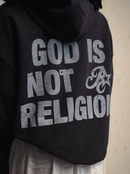 [PRÉ-VENDA] MOLETOM GOD IS NOT A RELIGION WASHED BLACK