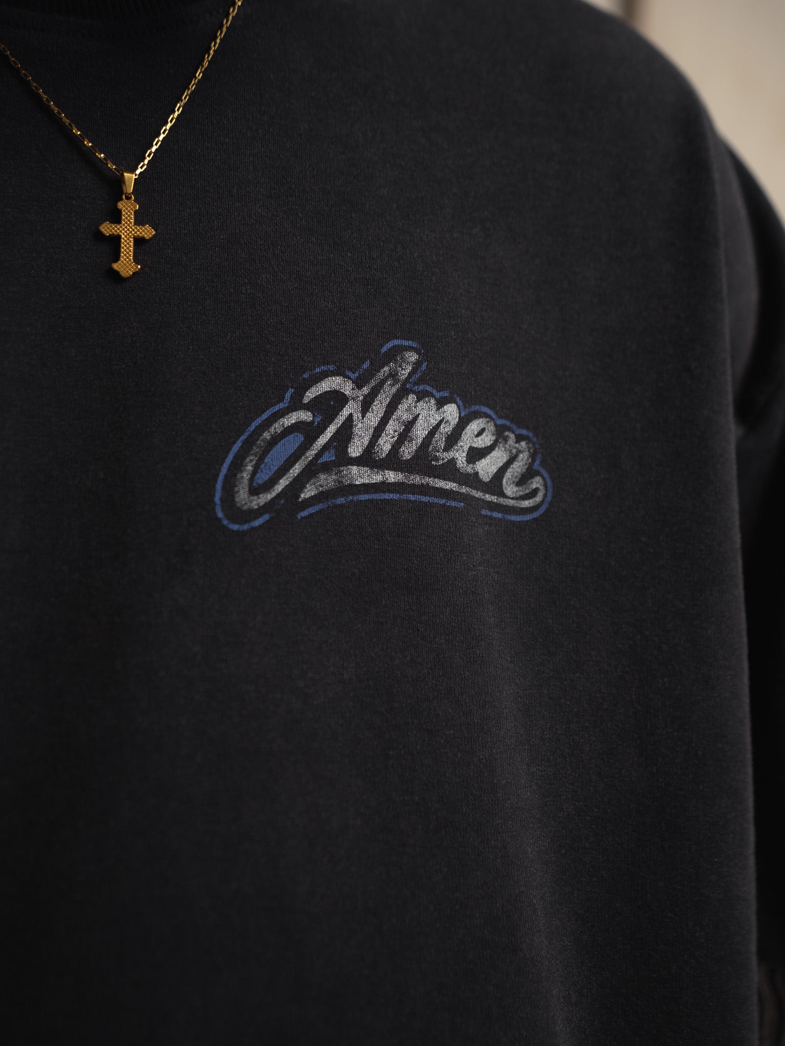 CAMISETA SALMOS 23:4 HEAVY WASHED BLACK