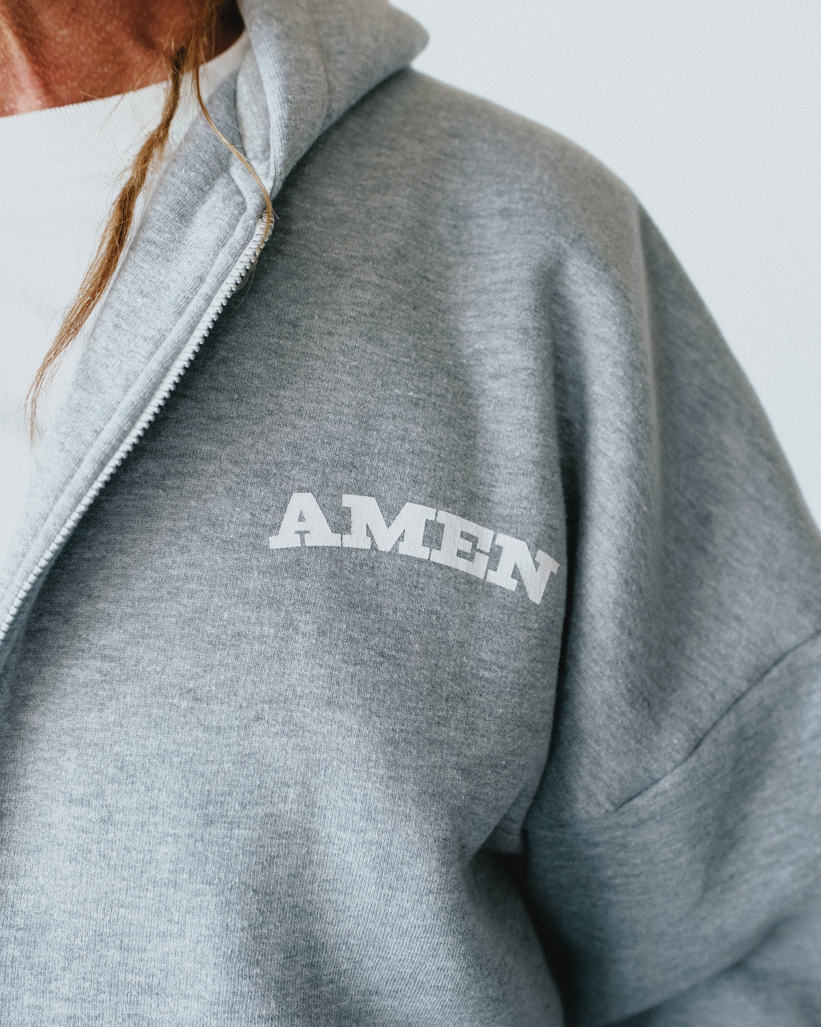 MOLETOM ZIP UP BOXY JESUS IS MY BEST FRIEND CINZA