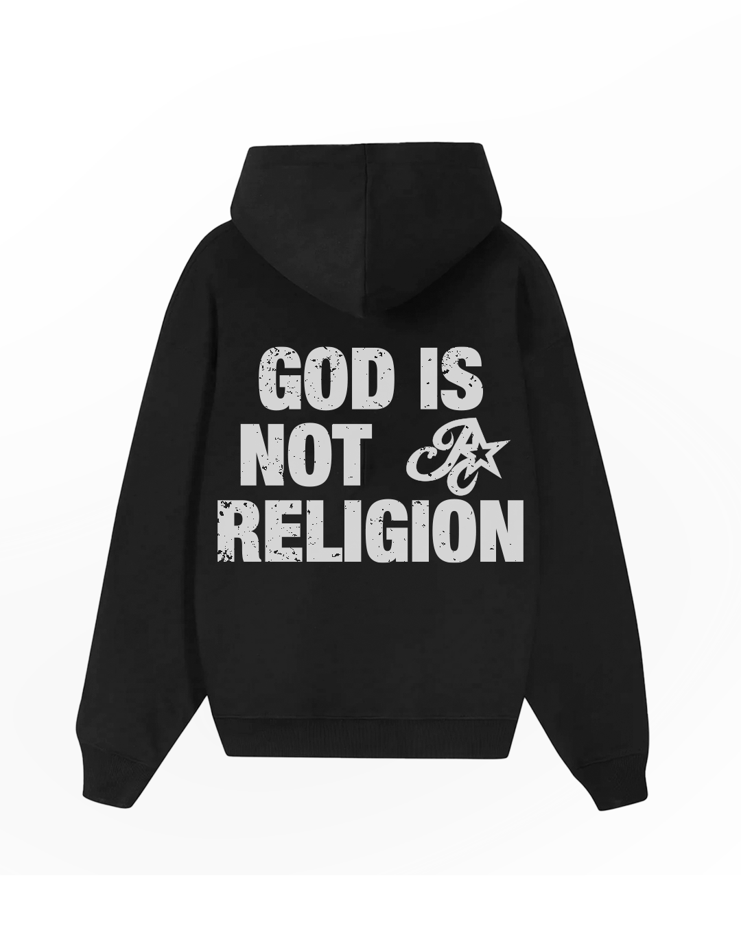 [PRÉ-VENDA] MOLETOM GOD IS NOT A RELIGION WASHED BLACK