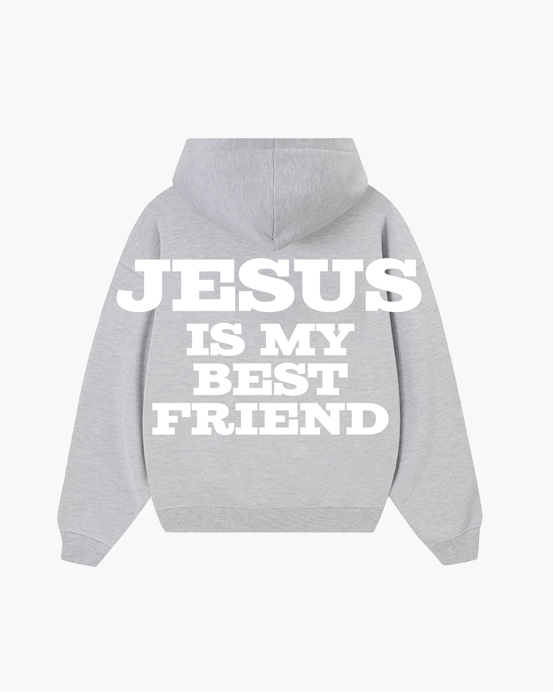 MOLETOM ZIP UP BOXY JESUS IS MY BEST FRIEND CINZA