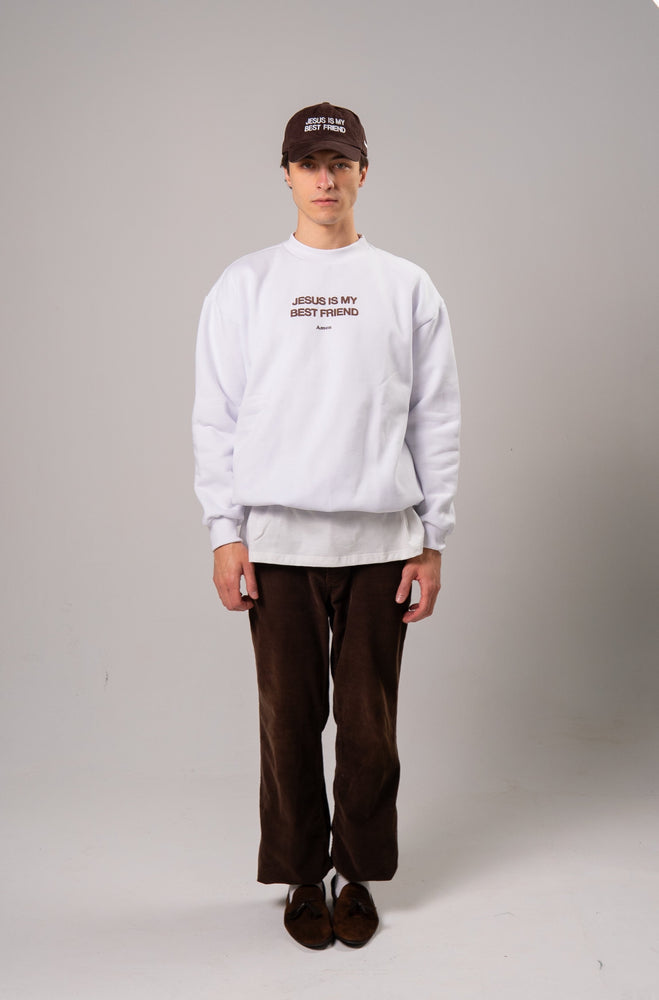 SWEATSHIRT JESUS ​​IS MY BEST FRIEND OFF WHITE