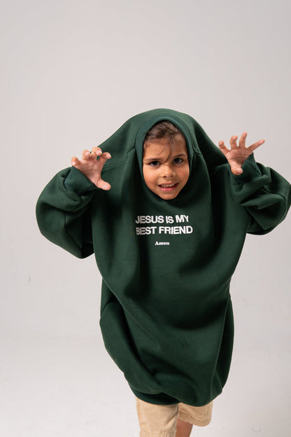 SWEATSHIRT JESUS IS MY BEST FRIEND VERDE