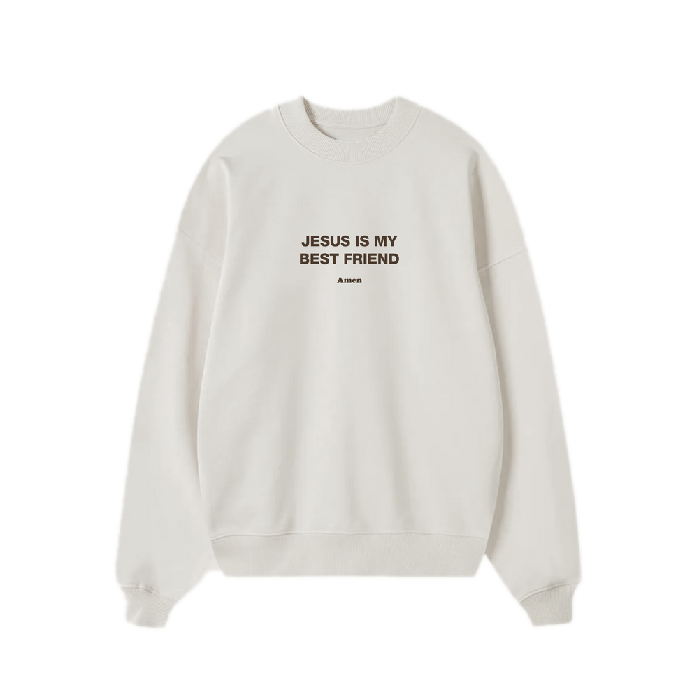 SWEATSHIRT JESUS IS MY BEST FRIEND OFF WHITE