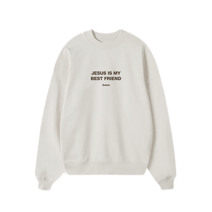 SWEATSHIRT JESUS IS MY BEST FRIEND OFF WHITE