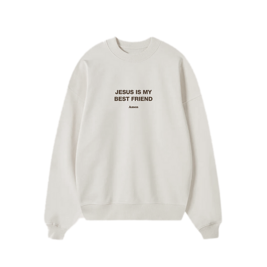 SWEATSHIRT JESUS IS MY BEST FRIEND OFF WHITE