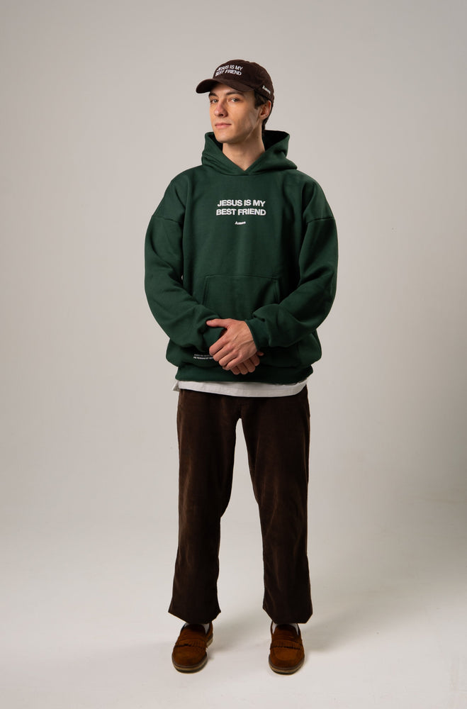 GREEN SWEATSHIRT JESUS ​​IS MY BEST FRIEND