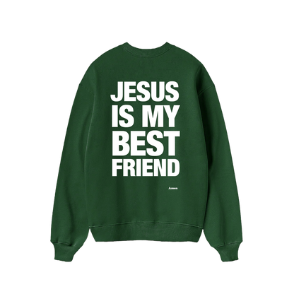 SWEATSHIRT JESUS IS MY BEST FRIEND VERDE